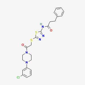 molecular formula C23H24ClN5O2S2 B4086885 N-[5-({2-[4-(3-chlorophenyl)-1-piperazinyl]-2-oxoethyl}thio)-1,3,4-thiadiazol-2-yl]-3-phenylpropanamide 
