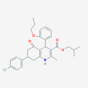 2-Methylpropyl 7-(4-chlorophenyl)-2-methyl-5-oxo-4-(2-propoxyphenyl)-1,4,5,6,7,8-hexahydroquinoline-3-carboxylate