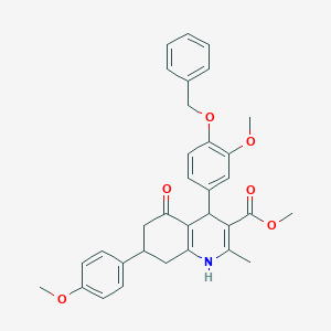 molecular formula C33H33NO6 B408690 Methyl 4-[4-(benzyloxy)-3-methoxyphenyl]-7-(4-methoxyphenyl)-2-methyl-5-oxo-1,4,5,6,7,8-hexahydro-3-quinolinecarboxylate 