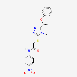 molecular formula C19H19N5O4S B4086903 2-{[4-methyl-5-(1-phenoxyethyl)-4H-1,2,4-triazol-3-yl]thio}-N-(4-nitrophenyl)acetamide 