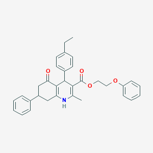 molecular formula C33H33NO4 B408691 2-Phenoxyethyl 4-(4-ethylphenyl)-2-methyl-5-oxo-7-phenyl-1,4,5,6,7,8-hexahydro-3-quinolinecarboxylate 