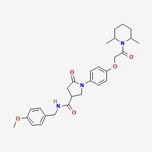 molecular formula C28H35N3O5 B4086921 1-{4-[2-(2,6-dimethyl-1-piperidinyl)-2-oxoethoxy]phenyl}-N-(4-methoxybenzyl)-5-oxo-3-pyrrolidinecarboxamide 
