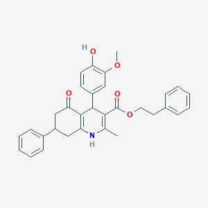 molecular formula C32H31NO5 B408693 2-Phenylethyl 4-(4-hydroxy-3-methoxyphenyl)-2-methyl-5-oxo-7-phenyl-1,4,5,6,7,8-hexahydro-3-quinolinecarboxylate 