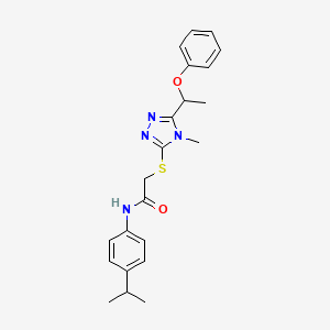 molecular formula C22H26N4O2S B4086938 N-(4-isopropylphenyl)-2-{[4-methyl-5-(1-phenoxyethyl)-4H-1,2,4-triazol-3-yl]thio}acetamide 