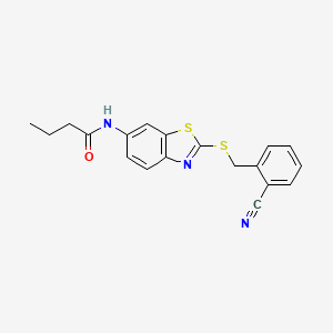 molecular formula C19H17N3OS2 B4086946 N-{2-[(2-cyanobenzyl)thio]-1,3-benzothiazol-6-yl}butanamide 