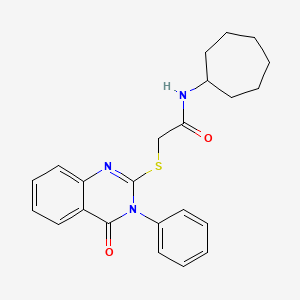 molecular formula C23H25N3O2S B4086954 N-cycloheptyl-2-[(4-oxo-3-phenyl-3,4-dihydro-2-quinazolinyl)thio]acetamide 