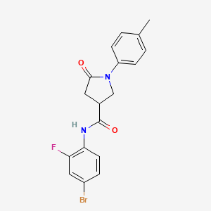 molecular formula C18H16BrFN2O2 B4086959 N-(4-bromo-2-fluorophenyl)-1-(4-methylphenyl)-5-oxo-3-pyrrolidinecarboxamide 