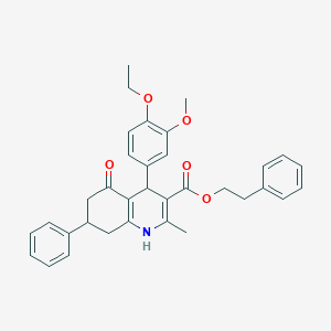 molecular formula C34H35NO5 B408696 2-Phenylethyl 4-(4-ethoxy-3-methoxyphenyl)-2-methyl-5-oxo-7-phenyl-1,4,5,6,7,8-hexahydro-3-quinolinecarboxylate 
