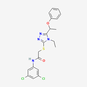 molecular formula C20H20Cl2N4O2S B4086966 N-(3,5-dichlorophenyl)-2-{[4-ethyl-5-(1-phenoxyethyl)-4H-1,2,4-triazol-3-yl]thio}acetamide 