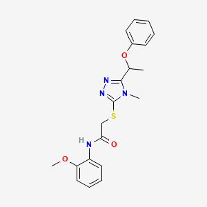 molecular formula C20H22N4O3S B4086968 N-(2-methoxyphenyl)-2-{[4-methyl-5-(1-phenoxyethyl)-4H-1,2,4-triazol-3-yl]thio}acetamide 