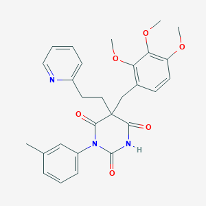 molecular formula C28H29N3O6 B4086984 1-(3-methylphenyl)-5-[2-(2-pyridinyl)ethyl]-5-(2,3,4-trimethoxybenzyl)-2,4,6(1H,3H,5H)-pyrimidinetrione 