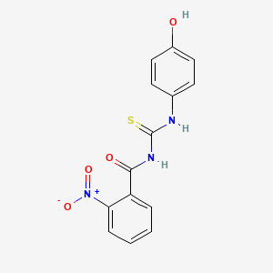 molecular formula C14H11N3O4S B4086985 N-{[(4-hydroxyphenyl)amino]carbonothioyl}-2-nitrobenzamide 