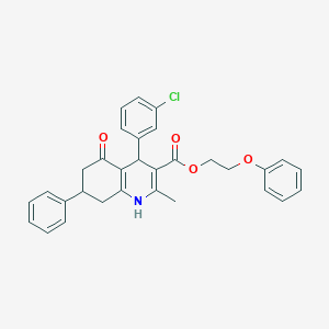 molecular formula C31H28ClNO4 B408704 2-Phenoxyethyl 4-(3-chlorophenyl)-2-methyl-5-oxo-7-phenyl-1,4,5,6,7,8-hexahydro-3-quinolinecarboxylate 