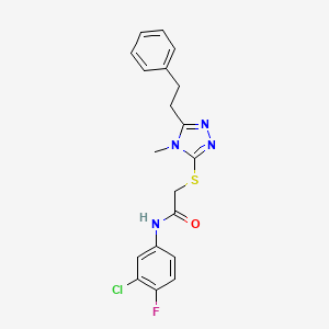 molecular formula C19H18ClFN4OS B4087041 N-(3-chloro-4-fluorophenyl)-2-{[4-methyl-5-(2-phenylethyl)-4H-1,2,4-triazol-3-yl]thio}acetamide 