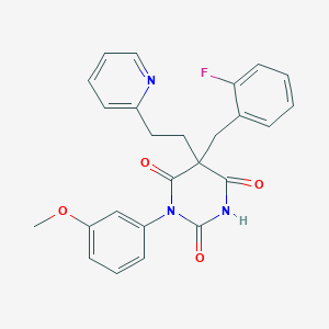 molecular formula C25H22FN3O4 B4087057 5-(2-fluorobenzyl)-1-(3-methoxyphenyl)-5-[2-(2-pyridinyl)ethyl]-2,4,6(1H,3H,5H)-pyrimidinetrione 