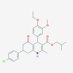 2-Methylpropyl 7-(4-chlorophenyl)-4-(4-ethoxy-3-methoxyphenyl)-2-methyl-5-oxo-1,4,5,6,7,8-hexahydroquinoline-3-carboxylate