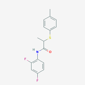 molecular formula C16H15F2NOS B4087078 N-(2,4-difluorophenyl)-2-[(4-methylphenyl)thio]propanamide 
