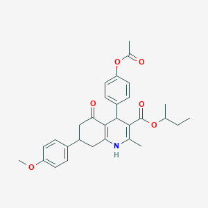 molecular formula C30H33NO6 B408709 Sec-butyl 4-[4-(acetyloxy)phenyl]-7-(4-methoxyphenyl)-2-methyl-5-oxo-1,4,5,6,7,8-hexahydro-3-quinolinecarboxylate 