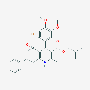 2-Methylpropyl 4-(2-bromo-4,5-dimethoxyphenyl)-2-methyl-5-oxo-7-phenyl-1,4,5,6,7,8-hexahydroquinoline-3-carboxylate