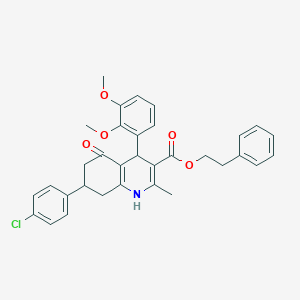 2-Phenylethyl 7-(4-chlorophenyl)-4-(2,3-dimethoxyphenyl)-2-methyl-5-oxo-1,4,5,6,7,8-hexahydro-3-quinolinecarboxylate
