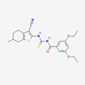 molecular formula C22H25N3O3S2 B4087138 N-{[(3-cyano-6-methyl-4,5,6,7-tetrahydro-1-benzothien-2-yl)amino]carbonothioyl}-3,5-diethoxybenzamide 