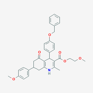 molecular formula C34H35NO6 B408715 2-Methoxyethyl 4-[4-(benzyloxy)phenyl]-7-(4-methoxyphenyl)-2-methyl-5-oxo-1,4,5,6,7,8-hexahydro-3-quinolinecarboxylate 
