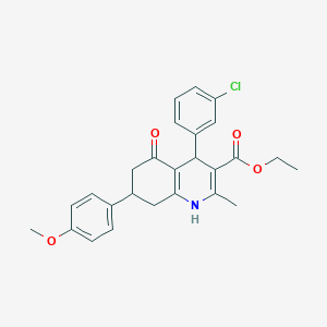 molecular formula C26H26ClNO4 B408717 Ethyl 4-(3-chlorophenyl)-7-(4-methoxyphenyl)-2-methyl-5-oxo-1,4,5,6,7,8-hexahydro-3-quinolinecarboxylate 