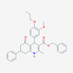 molecular formula C34H35NO5 B408719 Benzyl 4-(3-methoxy-4-propoxyphenyl)-2-methyl-5-oxo-7-phenyl-1,4,5,6,7,8-hexahydro-3-quinolinecarboxylate 