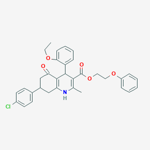 2-Phenoxyethyl 7-(4-chlorophenyl)-4-(2-ethoxyphenyl)-2-methyl-5-oxo-1,4,5,6,7,8-hexahydro-3-quinolinecarboxylate