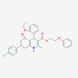 molecular formula C33H32ClNO5 B408721 2-Phenoxyethyl 7-(4-chlorophenyl)-4-(2-ethoxyphenyl)-2-methyl-5-oxo-1,4,5,6,7,8-hexahydro-3-quinolinecarboxylate 