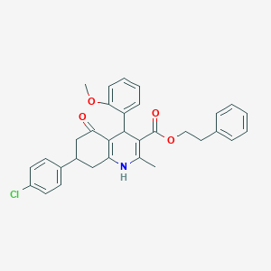 molecular formula C32H30ClNO4 B408722 2-Phenylethyl 7-(4-chlorophenyl)-4-(2-methoxyphenyl)-2-methyl-5-oxo-1,4,5,6,7,8-hexahydro-3-quinolinecarboxylate 