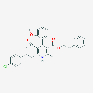 2-Phenylethyl 7-(4-chlorophenyl)-4-(2-methoxyphenyl)-2-methyl-5-oxo-1,4,5,6,7,8-hexahydro-3-quinolinecarboxylate