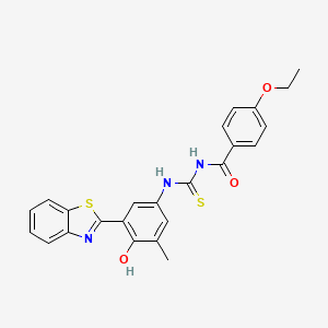 molecular formula C24H21N3O3S2 B4087228 N-({[3-(1,3-benzothiazol-2-yl)-4-hydroxy-5-methylphenyl]amino}carbonothioyl)-4-ethoxybenzamide 