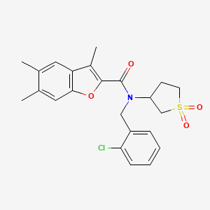 molecular formula C23H24ClNO4S B4087238 N-(2-chlorobenzyl)-N-(1,1-dioxidotetrahydro-3-thienyl)-3,5,6-trimethyl-1-benzofuran-2-carboxamide 