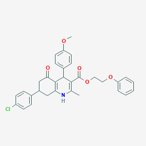2-Phenoxyethyl 7-(4-chlorophenyl)-4-(4-methoxyphenyl)-2-methyl-5-oxo-1,4,5,6,7,8-hexahydro-3-quinolinecarboxylate