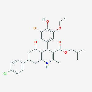 Isobutyl 4-(3-bromo-5-ethoxy-4-hydroxyphenyl)-7-(4-chlorophenyl)-2-methyl-5-oxo-1,4,5,6,7,8-hexahydro-3-quinolinecarboxylate