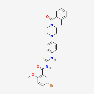 molecular formula C27H27BrN4O3S B4087307 5-bromo-2-methoxy-N-[({4-[4-(2-methylbenzoyl)-1-piperazinyl]phenyl}amino)carbonothioyl]benzamide 