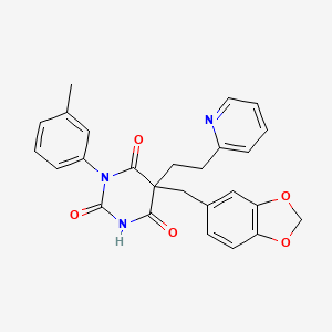 5-(1,3-Benzodioxol-5-ylmethyl)-1-(3-methylphenyl)-5-(2-pyridin-2-ylethyl)-1,3-diazinane-2,4,6-trione