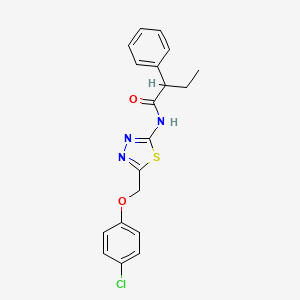 molecular formula C19H18ClN3O2S B4087354 N-{5-[(4-chlorophenoxy)methyl]-1,3,4-thiadiazol-2-yl}-2-phenylbutanamide 