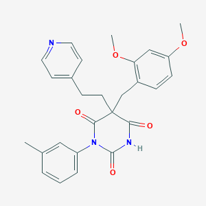 molecular formula C27H27N3O5 B4087389 5-(2,4-dimethoxybenzyl)-1-(3-methylphenyl)-5-[2-(4-pyridinyl)ethyl]-2,4,6(1H,3H,5H)-pyrimidinetrione 