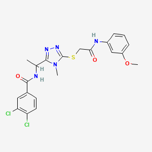 molecular formula C21H21Cl2N5O3S B4087412 3,4-dichloro-N-{1-[5-({2-[(3-methoxyphenyl)amino]-2-oxoethyl}thio)-4-methyl-4H-1,2,4-triazol-3-yl]ethyl}benzamide 