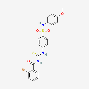 molecular formula C21H18BrN3O4S2 B4087425 2-bromo-N-{[(4-{[(4-methoxyphenyl)amino]sulfonyl}phenyl)amino]carbonothioyl}benzamide 