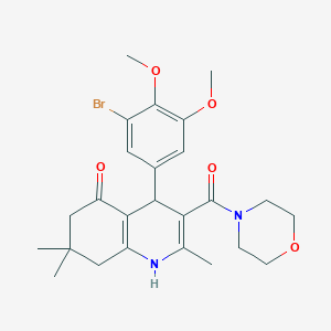 molecular formula C25H31BrN2O5 B4087435 4-(3-bromo-4,5-dimethoxyphenyl)-2,7,7-trimethyl-3-(4-morpholinylcarbonyl)-4,6,7,8-tetrahydro-5(1H)-quinolinone 