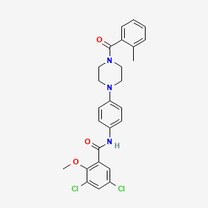 molecular formula C26H25Cl2N3O3 B4087451 3,5-dichloro-2-methoxy-N-{4-[4-(2-methylbenzoyl)-1-piperazinyl]phenyl}benzamide 