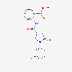 molecular formula C21H22N2O4 B4087470 methyl 2-({[1-(3,4-dimethylphenyl)-5-oxo-3-pyrrolidinyl]carbonyl}amino)benzoate 