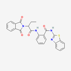 molecular formula C26H20N4O4S B4087484 N-1,3-benzothiazol-2-yl-2-{[2-(1,3-dioxo-1,3-dihydro-2H-isoindol-2-yl)butanoyl]amino}benzamide 