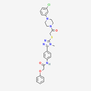 N-{4-[5-({2-[4-(3-chlorophenyl)-1-piperazinyl]-2-oxoethyl}thio)-4-methyl-4H-1,2,4-triazol-3-yl]phenyl}-2-phenoxyacetamide