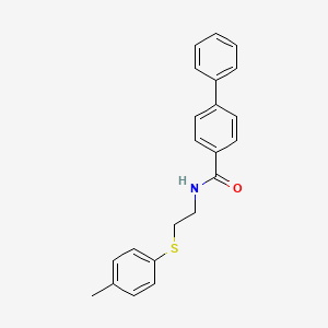 molecular formula C22H21NOS B4087545 N-{2-[(4-methylphenyl)thio]ethyl}-4-biphenylcarboxamide 