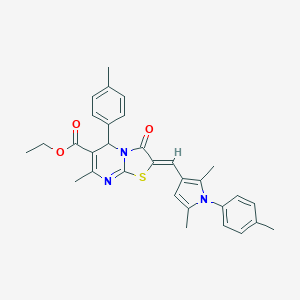 molecular formula C31H31N3O3S B408757 ethyl 2-{[2,5-dimethyl-1-(4-methylphenyl)-1H-pyrrol-3-yl]methylene}-7-methyl-5-(4-methylphenyl)-3-oxo-2,3-dihydro-5H-[1,3]thiazolo[3,2-a]pyrimidine-6-carboxylate 