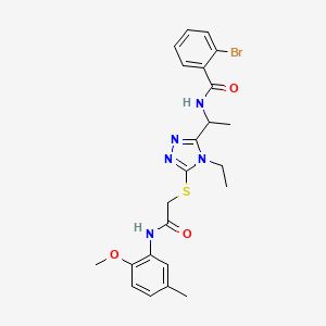 molecular formula C23H26BrN5O3S B4087583 2-bromo-N-{1-[4-ethyl-5-({2-[(2-methoxy-5-methylphenyl)amino]-2-oxoethyl}thio)-4H-1,2,4-triazol-3-yl]ethyl}benzamide 
